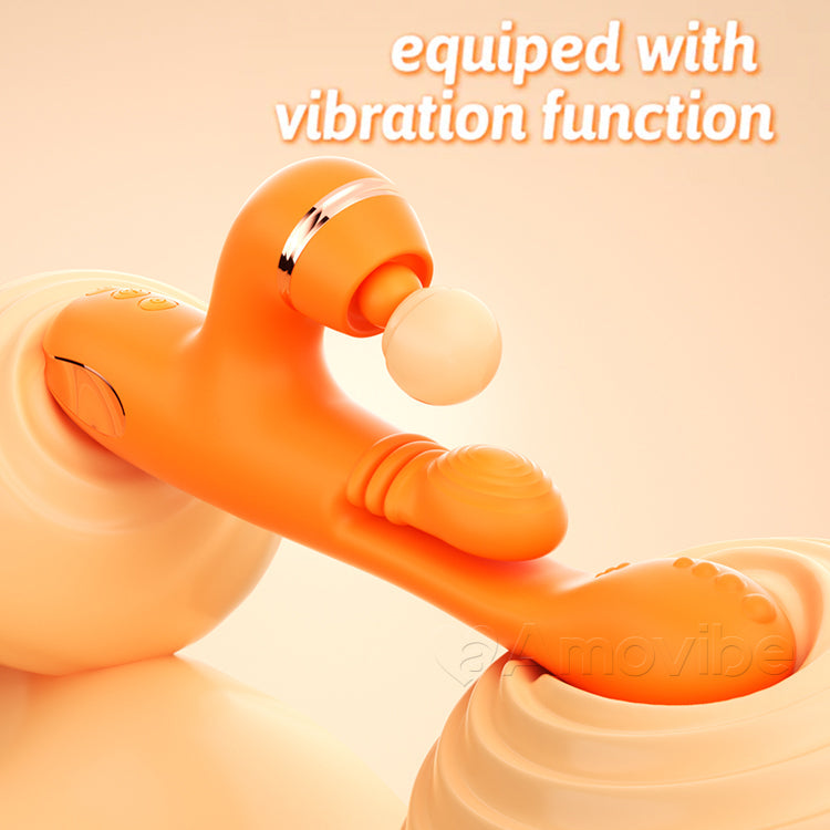 G-punktsvibrator med cirkulär massagerörelse, vibration och 3 hylsor för klitoristappning, kittling och slickning