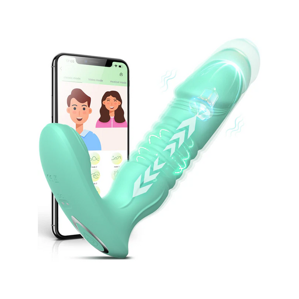 Dildo G-punktsvibrator med stötande funktioner och flexibelt design