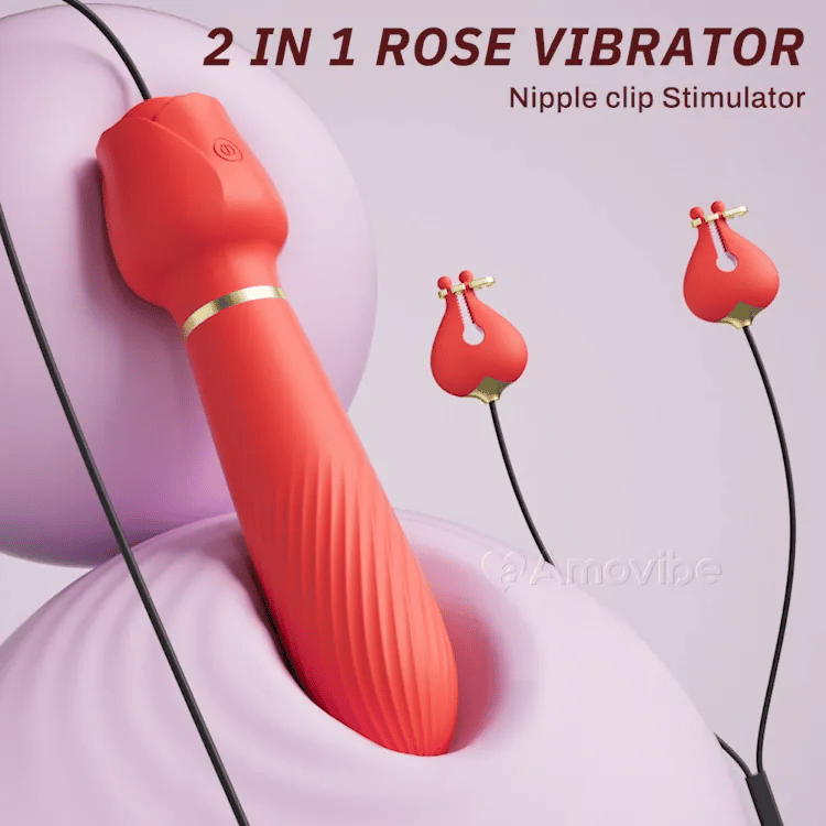 Klitorisvibrator med bröstklämmor