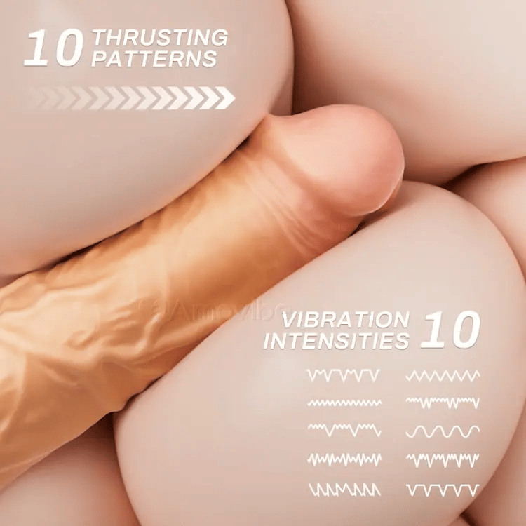 Stötande dildo med 10 hastighetsstötar och vibration
