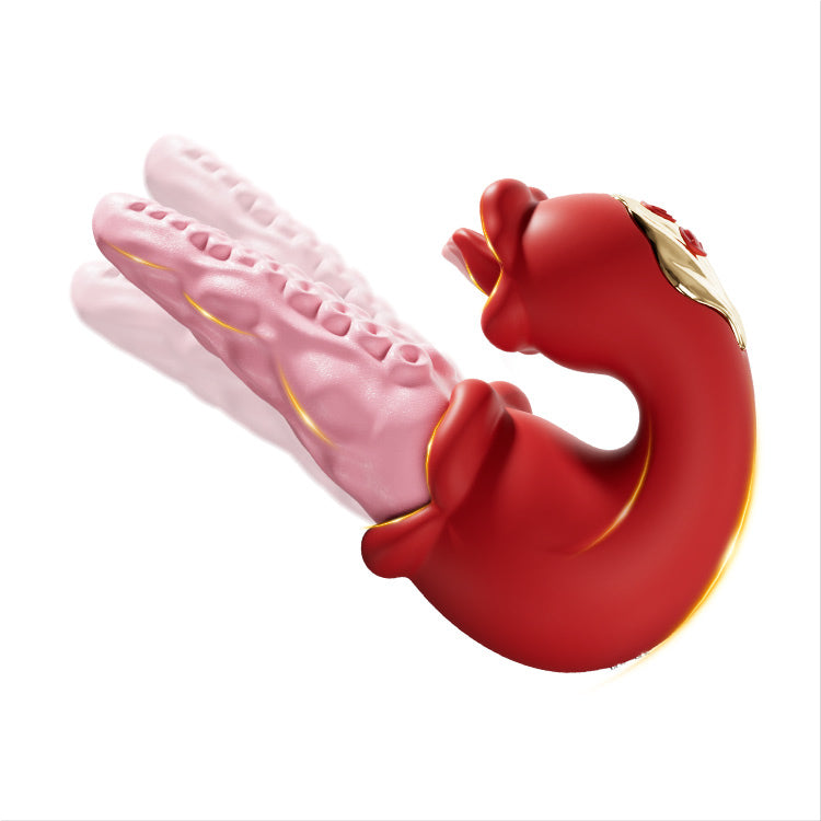 2-i-1 bläckfiskvibrator med retande tunga och 10 vibrationslägen