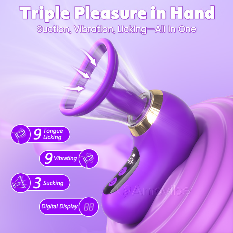 5-i-1 Vibrator med Sug, Slick och LCD-kontroll