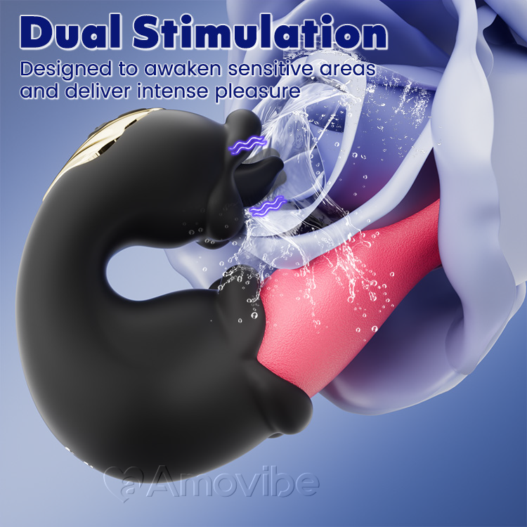 Stötande & Slickande G-punkt Vibrator med Dubbla Rosdesign
