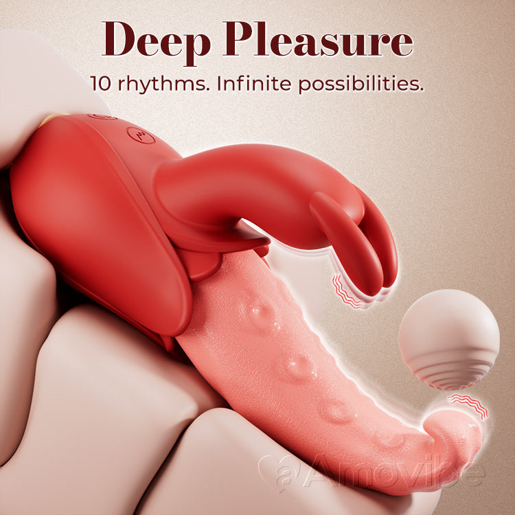 Tungvibrator 10 lägen, dubbel stimulans, viskande tyst