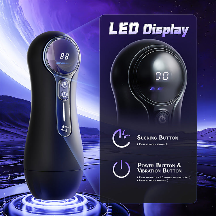 Automatisk manlig masturbator – 4 sug, 9 vibrationer, LED-display