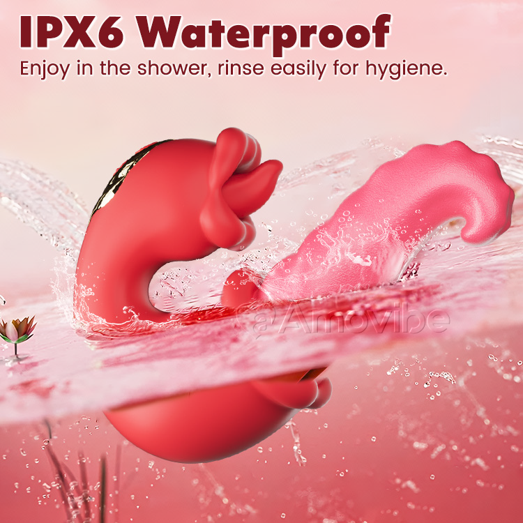 Dubbel Ros Thrusting G-punktsvibrator med Tungalickning & Vibration
