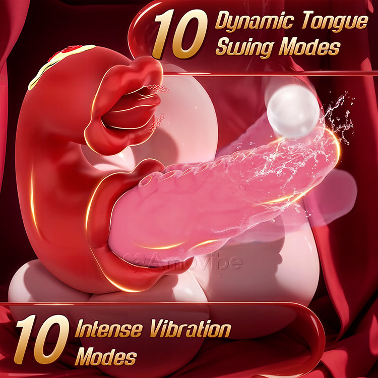 2-i-1 bläckfiskvibrator med retande tunga och 10 vibrationslägen