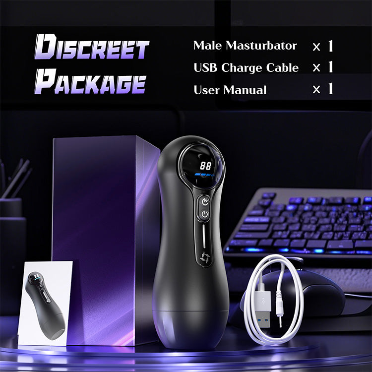 Automatisk manlig masturbator – 4 sug, 9 vibrationer, LED-display