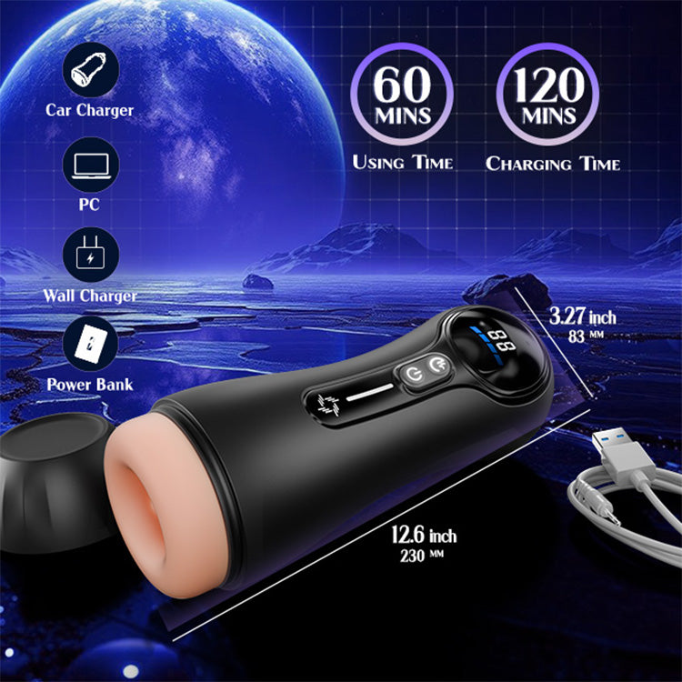 Automatisk manlig masturbator – 4 sug, 9 vibrationer, LED-display