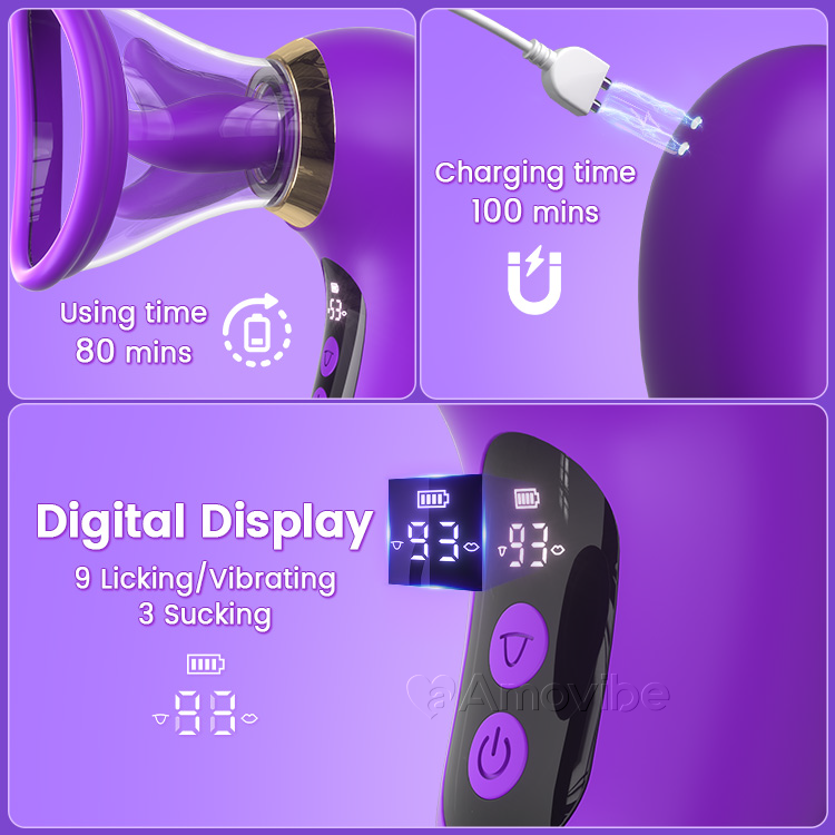 5-i-1 Vibrator med Sug, Slick och LCD-kontroll