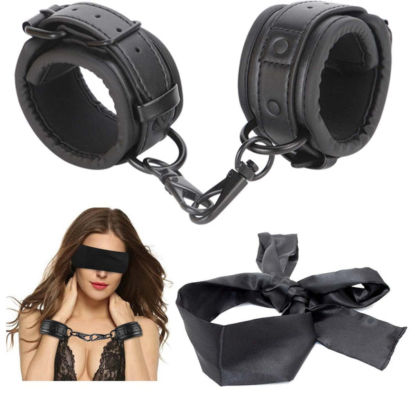 Sensuell BDSM Bondage Set – Mjuk Ögonmask och Säkra Handbojor för Par